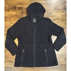 LL Bean Woman’s Black Sweater Fleece Full Zip Coat Large